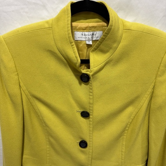 Structured Mandarin Collar Career Blazer Jacket Womens 10 Office Workwear Tahari - Picture 2 of 11